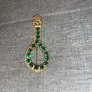 Gold and Green Teardrop Brooch